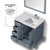 Lexora Jacques 36" Dark Grey Single Vanity Cabinet, White Quartz Top, White Square Sink and 34" Mirror w/ Faucet - Right Version
