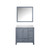 Lexora LJ342236SBWQM34L Jacques 36" Dark Grey Single Vanity Cabinet, White Quartz Top, White Square Sink and 34" Mirror - Left Version
