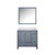 Lexora Jacques 36" Dark Grey Single Vanity Cabinet, White Quartz Top, White Square Sink and 34" Mirror - Left Version