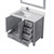 Lexora LJ342236SDWQM34FL Jacques 36" Distressed Grey Single Vanity Cabinet, White Quartz Top, White Square Sink and 34" Mirror w/ Faucet - Left Version