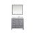 Lexora LJ342236SDWQM34FR Jacques 36" Distressed Grey Single Vanity Cabinet, White Quartz Top, White Square Sink and 34" Mirror w/ Faucet - Right Version