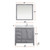 Lexora Jacques 36" Distressed Grey Single Vanity Cabinet, White Quartz Top, White Square Sink and 34" Mirror w/ Faucet - Right Version