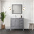 Lexora LJ342236SDWQM34L Jacques 36" Distressed Grey Single Vanity Cabinet, White Quartz Top, White Square Sink and 34" Mirror - Left Version