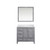 Lexora Jacques 36" Distressed Grey Single Vanity Cabinet, White Quartz Top, White Square Sink and 34" Mirror - Right Version