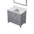 Lexora LJ342236SDWQM34R Jacques 36" Distressed Grey Single Vanity Cabinet, White Quartz Top, White Square Sink and 34" Mirror - Right Version