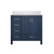 Lexora LJ342236SEWQ000R Jacques 36" Navy Blue Single Vanity Cabinet, White Quartz Top, White Square Sink and no Mirror - Right Version