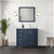 Lexora LJ342236SEWQ000R Jacques 36" Navy Blue Single Vanity Cabinet, White Quartz Top, White Square Sink and no Mirror - Right Version