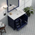 Lexora LJ342236SEWQ000R Jacques 36" Navy Blue Single Vanity Cabinet, White Quartz Top, White Square Sink and no Mirror - Right Version