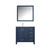 Lexora  LJ342236SEWQM34L Jacques 36" Navy Blue Single Vanity, White Quartz Top, White Square Sink and 34" Mirror - Left Version