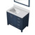 Lexora LJ342236SEWQM34L Jacques 36" Navy Blue Single Vanity Cabinet, White Quartz Top, White Square Sink and 34" Mirror - Left Version