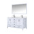Lexora LJ342260DAWQM58F Jacques 60" White Double Vanity Cabinet, White Quartz Top, White Square Sinks and 58" Mirror w/ Faucets