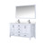 Lexora LJ342260DAWQM58F Jacques 60" White Double Vanity Cabinet, White Quartz Top, White Square Sinks and 58" Mirror w/ Faucets