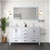 Lexora Jacques 60" White Double Vanity Cabinet, White Quartz Top, White Square Sinks and 58" Mirror w/ Faucets