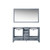 Lexora  LJ342260DBWQM58 Jacques 60" Dark Grey Double Vanity, White Quartz Top, White Square Sinks and 58" Mirror