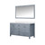 Lexora LJ342260DBWQM58 Jacques 60" Dark Grey Double Vanity Cabinet, White Quartz Top, White Square Sinks and 58" Mirror