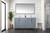 Lexora LJ342260DBWQM58 Jacques 60" Dark Grey Double Vanity Cabinet, White Quartz Top, White Square Sinks and 58" Mirror
