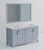 Lexora LJ342260DBWQM58 Jacques 60" Dark Grey Double Vanity Cabinet, White Quartz Top, White Square Sinks and 58" Mirror