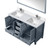 Lexora LJ342260DBWQM58F Jacques 60" Dark Grey Double Vanity Cabinet, White Quartz Top, White Square Sinks and 58" Mirror w/ Faucets