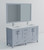 Lexora LJ342260DBWQM58F Jacques 60" Dark Grey Double Vanity Cabinet, White Quartz Top, White Square Sinks and 58" Mirror w/ Faucets
