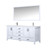 Lexora  LJ342272DAWQM70 Jacques 72" White Double Vanity, White Quartz Top, White Square Sinks and 70" Mirror