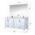 Lexora LJ342272DAWQM70F Jacques 72" White Double Vanity Cabinet, White Quartz Top, White Square Sinks and 70" Mirror w/ Faucets