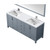 Lexora  LJ342272DBWQM70 Jacques 72" Dark Grey Double Vanity, White Quartz Top, White Square Sinks and 70" Mirror