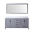 Lexora Jacques 72" Dark Grey Double Vanity Cabinet, White Quartz Top, White Square Sinks and 70" Mirror
