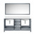 Lexora LJ342272DBWQM70 Jacques 72" Dark Grey Double Vanity Cabinet, White Quartz Top, White Square Sinks and 70" Mirror