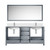Lexora Jacques 72" Dark Grey Double Vanity Cabinet, White Quartz Top, White Square Sinks and 70" Mirror w/ Faucets