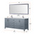 Lexora LJ342272DBWQM70F Jacques 72" Dark Grey Double Vanity Cabinet, White Quartz Top, White Square Sinks and 70" Mirror w/ Faucets