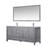 Lexora  LJ342272DDWQM70 Jacques 72" Distressed Grey Double Vanity, White Quartz Top, White Square Sinks and 70" Mirror