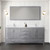 Lexora LJ342272DDWQM70F Jacques 72" Distressed Grey Double Vanity Cabinet, White Quartz Top, White Square Sinks and 70" Mirror w/ Faucets