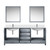 Lexora LJ342280DBWQM30F Jacques 80" Dark Grey Double Vanity Cabinet, White Quartz Top, White Square Sinks and 30" Mirrors w/ Faucets