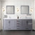 Lexora Jacques 80" Dark Grey Double Vanity Cabinet, White Quartz Top, White Square Sinks and 30" Mirrors w/ Faucets