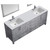 Lexora  LJ342280DDWQM30 Jacques 80" Distressed Grey Double Vanity, White Quartz Top, White Square Sinks and 30" Mirrors w/ Faucets