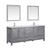 Lexora  LJ342280DDWQM30 Jacques 80" Distressed Grey Double Vanity, White Quartz Top, White Square Sinks and 30" Mirrors w/ Faucets