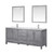 Lexora  LJ342280DDWQM30F Jacques 80" Distressed Grey Double Vanity, White Quartz Top, White Square Sinks and 30" Mirrors w/ Faucets