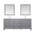 Lexora  LJ342280DDWQM30F Jacques 80" Distressed Grey Double Vanity, White Quartz Top, White Square Sinks and 30" Mirrors w/ Faucets