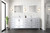 Lexora LJ342284DAWQM34 Jacques 84" White Double Vanity Cabinet, White Quartz Top, White Square Sinks and 34" Mirrors