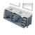 Lexora LJ342284DBWQM34 Jacques 84" Dark Grey Double Vanity Cabinet, White Quartz Top, White Square Sinks and 34" Mirrors