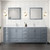 Lexora Jacques 84" Dark Grey Double Vanity Cabinet, White Quartz Top, White Square Sinks and 34" Mirrors