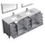 Lexora  LJ342284DDWQM34 Jacques 84" Distressed Grey Double Vanity, White Quartz Top, White Square Sinks and 34" Mirrors