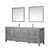 Lexora  LJ342284DDWQM34 Jacques 84" Distressed Grey Double Vanity, White Quartz Top, White Square Sinks and 34" Mirrors