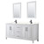 Wyndham WCV252572DWBC2UNSM24 Daria 72 Inch Double Bathroom Vanity in White, Carrara Cultured Marble Countertop, Undermount Square Sinks, Matte Black Trim, 24 Inch Mirrors