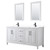 Wyndham WCV252572DWBWCUNSM24 Daria 72 Inch Double Bathroom Vanity in White, White Cultured Marble Countertop, Undermount Square Sinks, Matte Black Trim, 24 Inch Mirrors