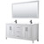 Wyndham WCV252572DWBWCUNSM70 Daria 72 Inch Double Bathroom Vanity in White, White Cultured Marble Countertop, Undermount Square Sinks, Matte Black Trim, 70 Inch Mirror
