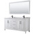 Wyndham WCV252572DWBCMUNSM70 Daria 72 Inch Double Bathroom Vanity in White, White Carrara Marble Countertop, Undermount Square Sinks, Matte Black Trim, 70 Inch Mirror