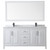 Wyndham WCV252572DWBCMUNSM70 Daria 72 Inch Double Bathroom Vanity in White, White Carrara Marble Countertop, Undermount Square Sinks, Matte Black Trim, 70 Inch Mirror