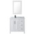 Wyndham WCV252536SWBCMUNSM24 Daria 36 Inch Single Bathroom Vanity in White, White Carrara Marble Countertop, Undermount Square Sink, Matte Black Trim, 24 Inch Mirror