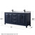 Wyndham WCV252572DBBCMUNSMXX Daria 72 Inch Double Bathroom Vanity in Dark Blue, White Carrara Marble Countertop, Undermount Square Sinks, Matte Black Trim